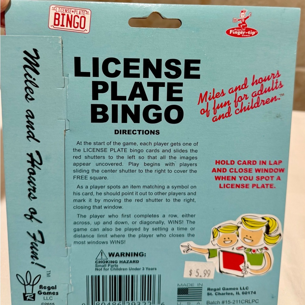 License Plate Bingo Game